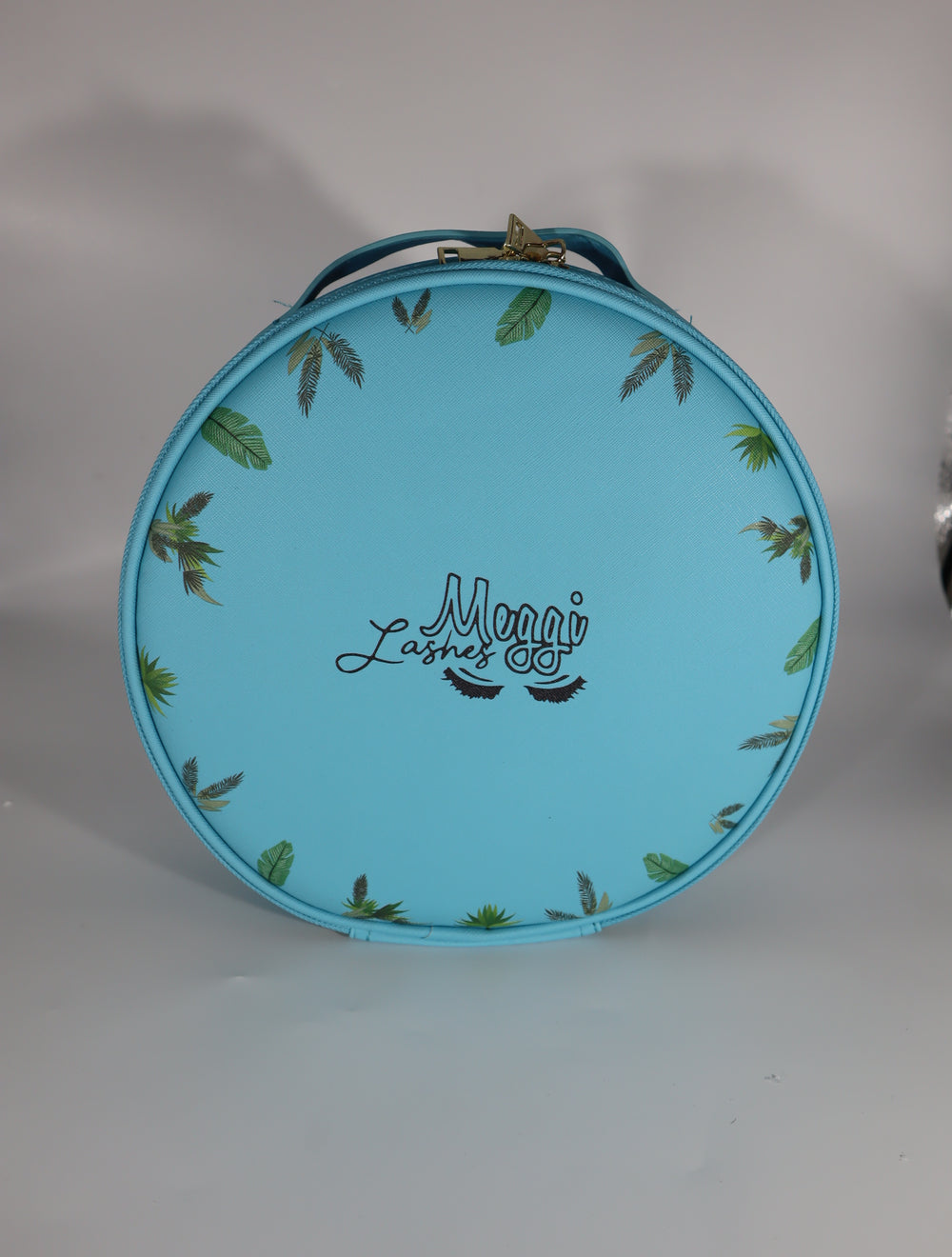 Baby Blue Round LED Cosmetic Bag