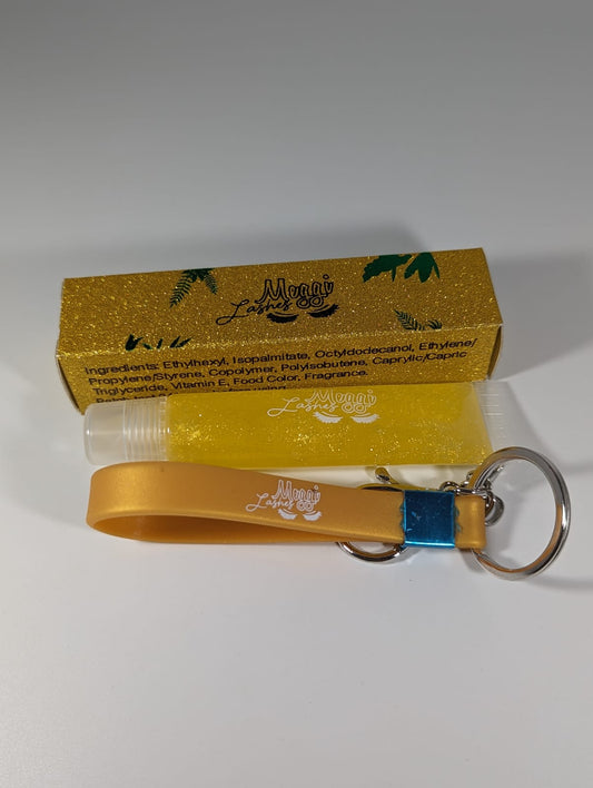 Sparkly Gold lip gloss keychain (Pineapple)