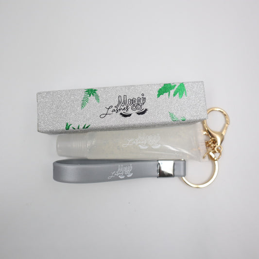 Silver sparkly lipgloss keychain (White Peach)