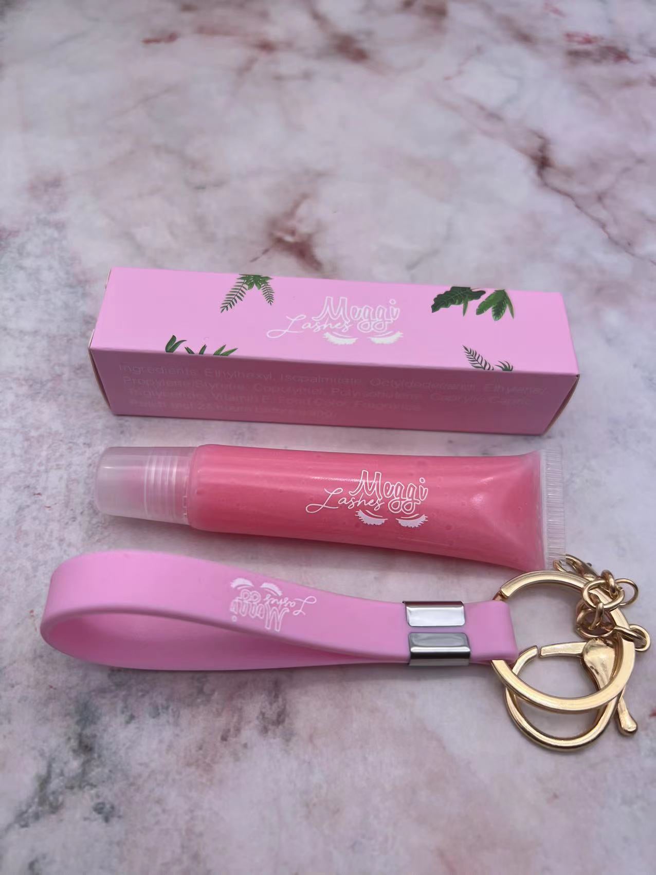 Light pink lip gloss keychain (Strawberry)