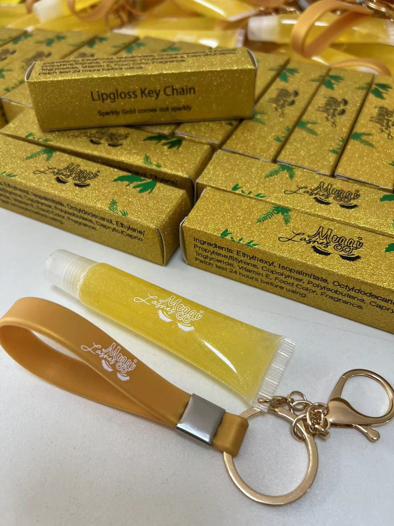 Sparkly Gold lip gloss keychain (Pineapple)